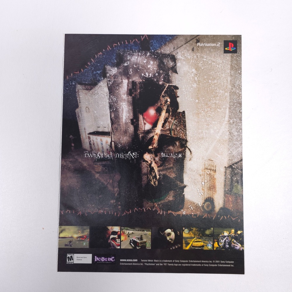 Twisted Metal Black Vintage Print Ad PlayStation 2 PS2 Video Game Dark Wall Art